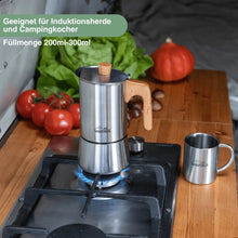 Load image into Gallery viewer,  Stainless steel coffee pot with wooden handle
